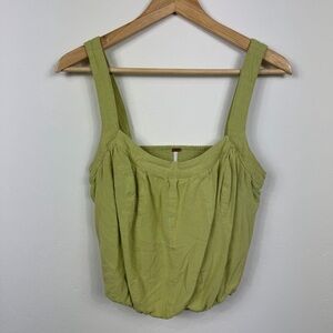 Free People Olive Ribbed Knit Top